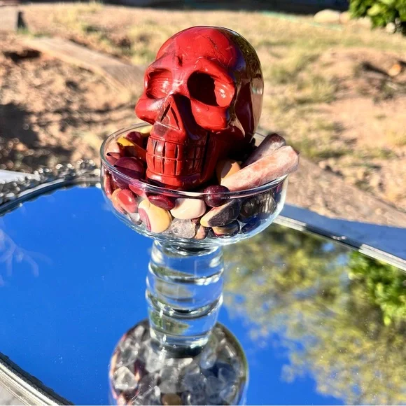 Red Jasper Skull, Sunstone Double Points, Mookite Tumbles, Shungite Tumble - Picture 9 of 17